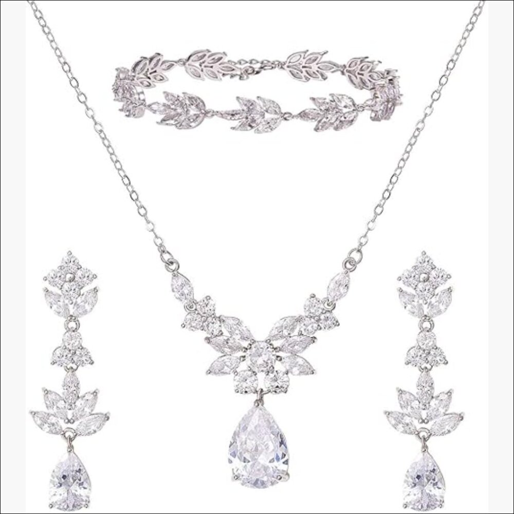 Crystal Rhinestone Bridal Jewelry Set with Lobster Clasp